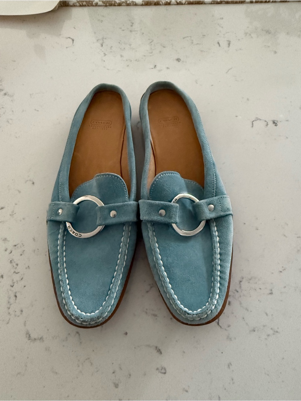 Coach Suede Loafers in Light Blue